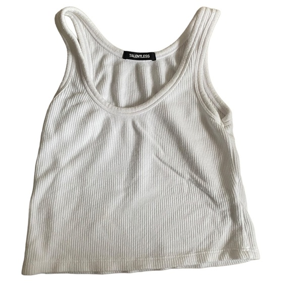 Talentless CROP MODAL TANK white ribbed M medium - Picture 9 of 14